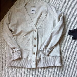 aerie cardigan, sweatshirt material.